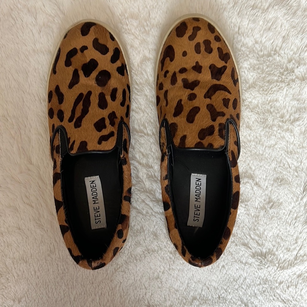 Steve Madden animal print slip ons